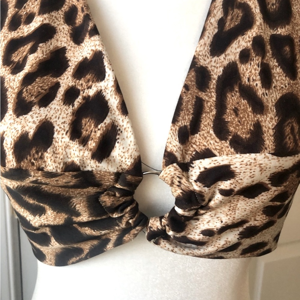 ROMWR Halter‎ Tie Top Leapord print